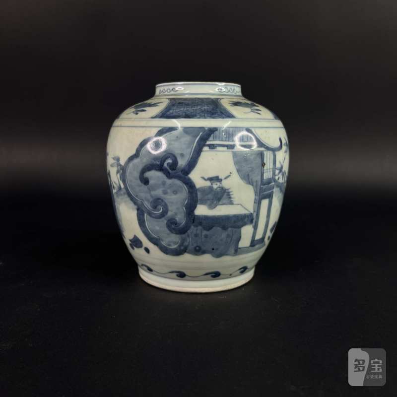 明 青花人物纹罐 - 图4